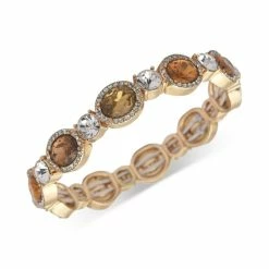 Best Sale ๐ Charter Club Gold-Tone Crystal & Stone Oval Halo Stretch Bracelet, Created For Macy's ๐งจ