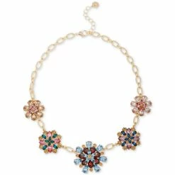 Wholesale 👍 Charter Club Gold-Tone Multicolor Mixed Stone Flower Statement Necklace, 17 + 2 Extender, Created For Macy's 🔥