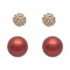 Best Sale 🎉 Charter Club Gold-Tone 2-Pc. Set Pavé Fireball & Colored Imitation Pearl Stud Earrings, Created For Macy's ✨