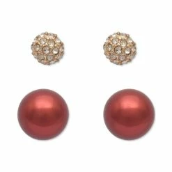 Best Sale 🎉 Charter Club Gold-Tone 2-Pc. Set Pavé Fireball & Colored Imitation Pearl Stud Earrings, Created For Macy's ✨