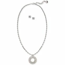 Best reviews of 😉 Charter Club Silver-Tone Round & Baguette Crystal Circle Pendant Necklace & Stud Earrings Set, Created For Macy's 🤩