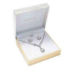 Cheapest โค๏ธ Charter Club Silver-Tone Crystal Pendant Y-Necklace & Stud Earrings Boxed Set, 17 + 2 Extender, Created For Macy's ๐