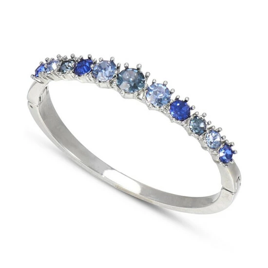 Wholesale ๐ Charter Club Silver-Tone Color Crystal Bangle Bracelet, Created For Macy's Blue ๐