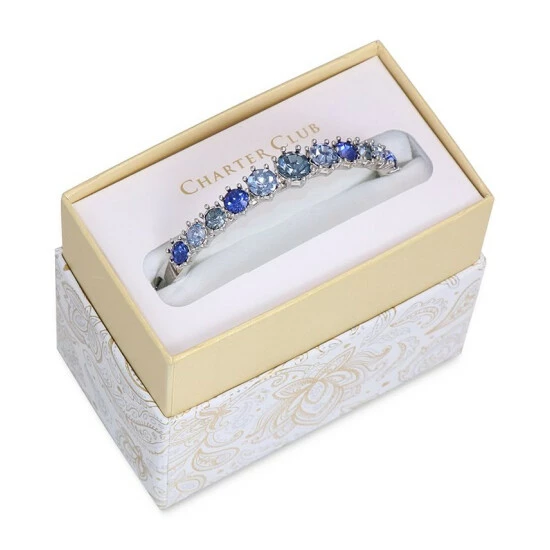 Wholesale ๐ Charter Club Silver-Tone Color Crystal Bangle Bracelet, Created For Macy's Blue ๐ - Image 2