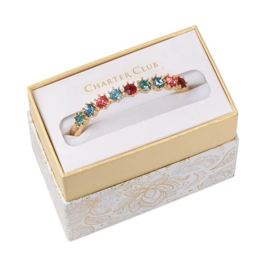 Coupon 🔥 Charter Club Gold-Tone Multicolor Crystal Bangle Bracelet, Created For Macy's 💯 - Image 2