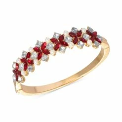 Best reviews of 🔥 Charter Club Gold-Tone Mixed Stone Flower Bangle Bracelet, Created For Macy's Red ✨