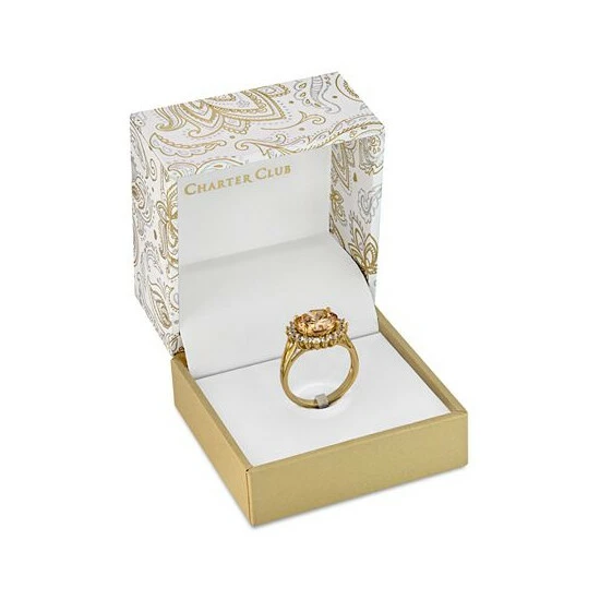 Hot Sale 😉 Charter Club Gold-Plate Cubic Zirconia Split Halo Ring, Created For Macy's ✔️ - Image 3