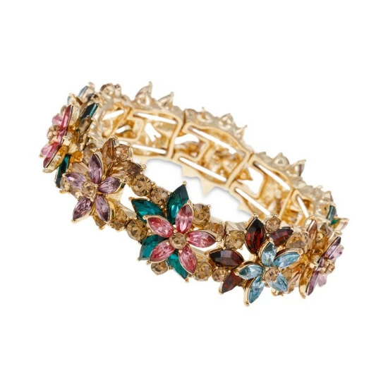Best deal ๐ Charter Club Gold-Tone Multicolor Mixed Stone Flower Stretch Bracelet, Created For Macy's ๐คฉ