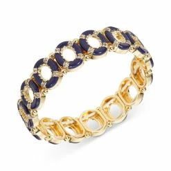 Deals 👍 Charter Club Gold-Tone Pavé & Blue-Coated Circle Stretch Bracelet, Created For Macy's 🎁
