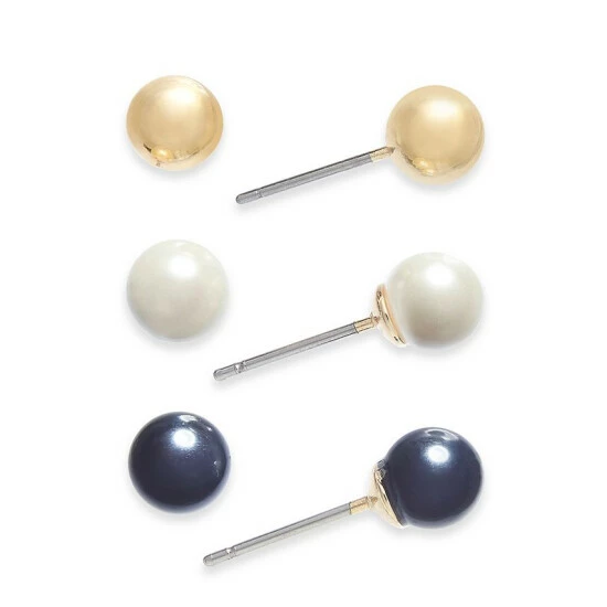Cheapest ⭐ Charter Club Gold-Tone 3-Pc. Set Multi-Imitation Pearl Stud Earrings, Created For Macy's ⭐