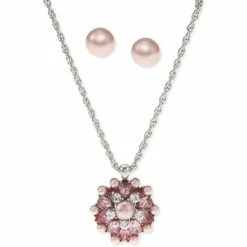 Outlet ๐ฏ Charter Club Silver-Tone Crystal & Imitation Pearl Cluster Pendant Necklace & Stud Earrings Set, Created For Macy's ๐งจ