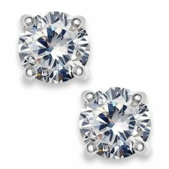 Promo ๐ Charter Club Fine SilverPlate Cubic Zirconia Round Stud Earrings ๐