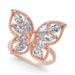 Coupon ๐คฉ Charter Club Crystal Butterfly 18K Rose Gold Plate Ring, Created For Macy's ๐งจ