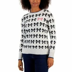 Top 10 🌟 Charter Club Petite Bow-Print Sweater, Created For Macy's Slate Heather Combo ✨