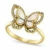 Best deal ❤️ Charter Club Gold-Plate Pavé & 👩 Mother-of-Pearl Butterfly Ring, Created For Macy's 🥰