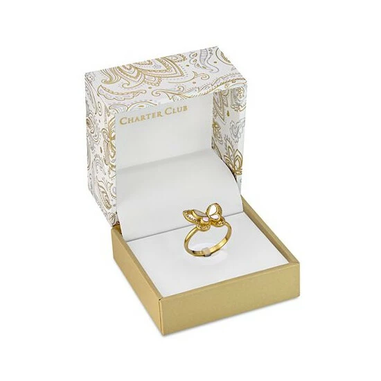 Best deal ❤️ Charter Club Gold-Plate Pavé & 👩 Mother-of-Pearl Butterfly Ring, Created For Macy's 🥰 - Image 3