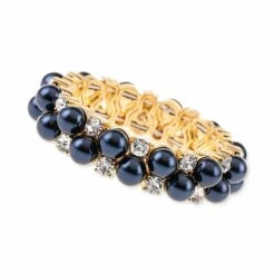Best reviews of ⭐ Charter Club Gold-Tone Crystal & Imitation Pearl Stretch Bracelet, Created For Macy's Blue 🛒