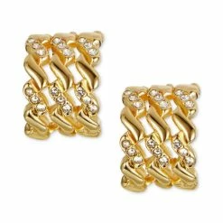 New โ๏ธ Charter Club Gold-Tone Small Pavรฉ Triple-Row C-Hoop Earrings, 0.55, Created For Macy's ๐ฏ