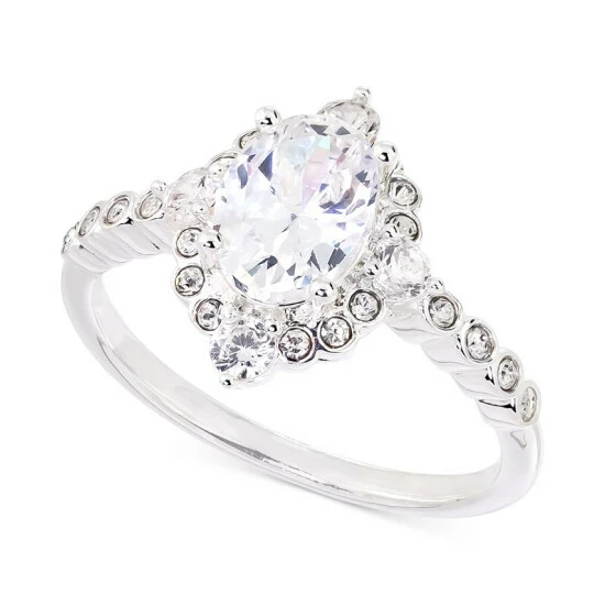Hot Sale ❤️ Charter Club Silver-Tone Pavé Crystal Marquise Statement Ring, Created For Macy's 🌟