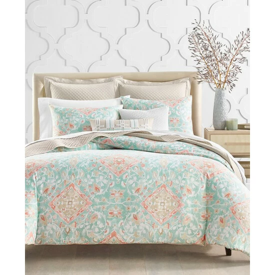 Hot Sale 🎉 Charter Club Terra Mesa 3-Pc. Duvet Cover Set, King, Created For Macy's Turquoise/aqua 😉