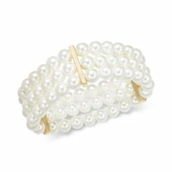 Brand new ๐ฏ Charter Club Gold-Tone Imitation Pearl Triple-Row Stretch Bracelet, Created For Macy's Gold/white Pearl ๐