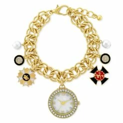 Hot Sale 😉 Charter Club 👩 Women's Gold-Tone Charm Bracelet ⌚ Watch 28mm, Created For Macy's 👏