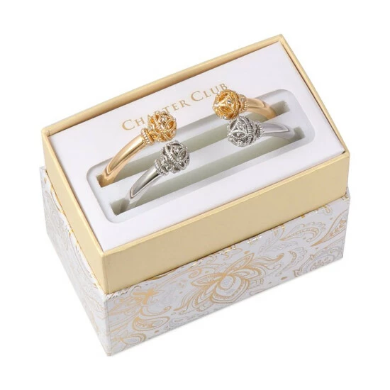 Buy ๐งจ Charter Club Two-Tone 2-Pc. Set Pavรฉ Filigree Ball Cuff Bracelets, Created For Macy's Gold ๐ - Image 2