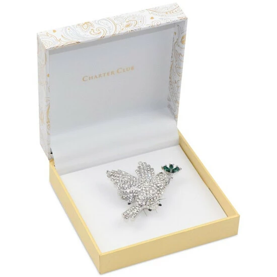 Best reviews of ⭐ Charter Club Silver-Tone Mixed Crystal Dove With Olive Branch Pin, Created For Macy's ❤️ - Image 2
