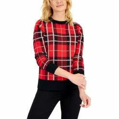 Budget 👍 Charter Club Petite Plaid Sweater, Created For Macy's Ravishing Red Combo 😍