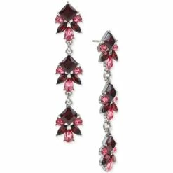Coupon ๐ Charter Club Silver-Tone Color Crystal & Stone Cluster Linear Drop Earrings, Created For Macy's Pink โญ