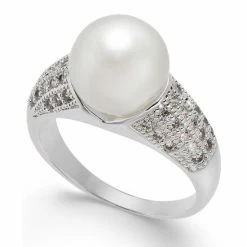 Best deal 🔔 Charter Club Fine Silver Plate Pavé & Imitation Pearl Ring, Created For Macy's ✨