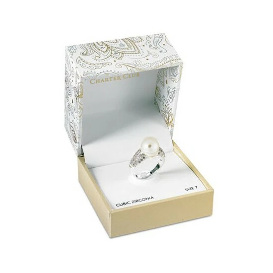 Best deal 🔔 Charter Club Fine Silver Plate Pavé & Imitation Pearl Ring, Created For Macy's ✨ - Image 2