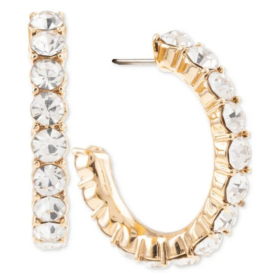 Flash Sale 🔥 Charter Club Gold-Tone Medium Crystal C-Hoop Earrings, 1.1, Created For Macy's 🎁