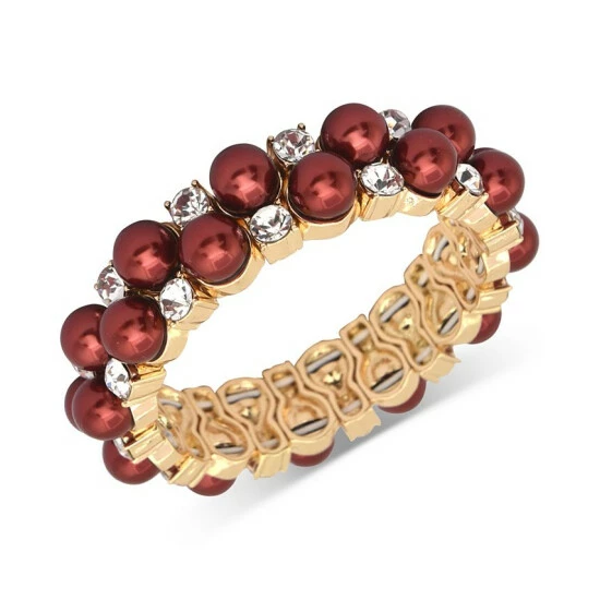 Best deal 🎁 Charter Club Gold-Tone Crystal & Colored Imitation Pearl Stretch Bracelet, Created For Macy's 👏