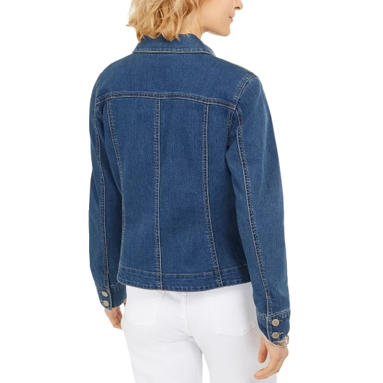 Cheapest ⌛ Charter Club 👩 Women's Denim Jacket, Created For Macy's Heirloom Violet 🤩 - Image 6