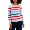 Outlet 🧨 Charter Club Petite Multi-Bold-Striped Sweater, Created For Macy's Slate Heather Combo 🎁