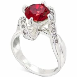 Outlet โญ Charter Club Silver-Tone Pavรฉ & Color Crystal Solitaire Ring, Created For Macy's Red โค๏ธ