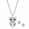 Cheap 🎉 Charter Club Fine Silver Plate 2-Pc. Set Crystal Owl Pendant Necklace & Solitaire Stud Earrings, Created For Macy's 👏