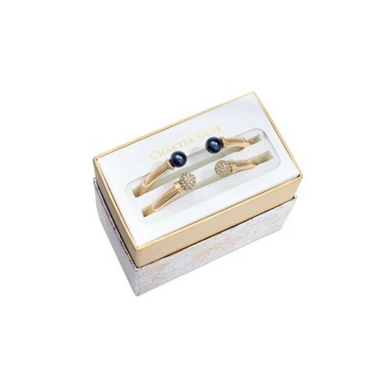 Budget ⌛ Charter Club 2-Pc. Set Pavé Bead & Imitation Pearl Cuff Bracelets, Created For Macy's Navy Blue ⭐ - Image 2