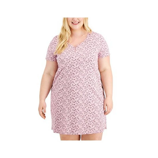 Hot Sale ❤️ Charter Club Plus Size Printed Cotton Essentials Chemise Nightgown, Created For Macy's Sachet Leaves 🔥 - Image 3