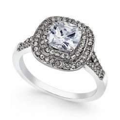 Coupon 🤩 Charter Club Double Halo Crystal Center Ring, Created For Macy's Silver 🛒