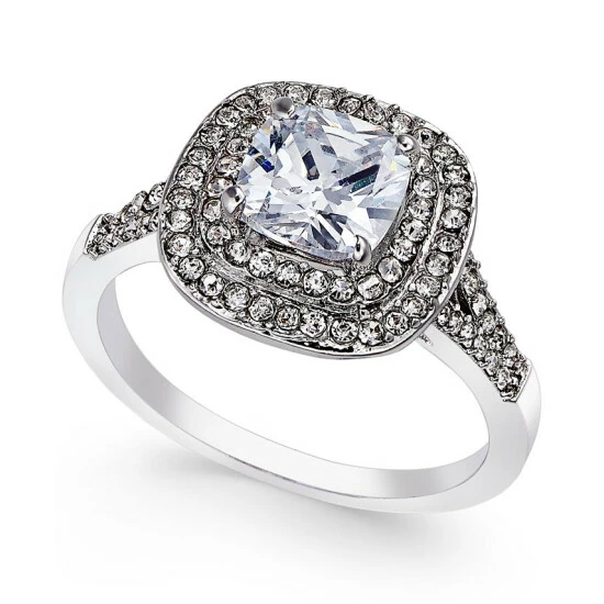 Coupon 🤩 Charter Club Double Halo Crystal Center Ring, Created For Macy's Silver 🛒