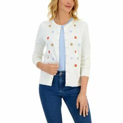 Buy 😀 Charter Club 👩 Women's Beaded Argyle Flower Cardigan, Created For Macy's Cloud ✔️