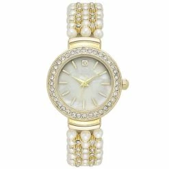 Deals ⭐ Charter Club 👩 Women's Crystal Gold-Tone Imitation Pearl Bracelet ⌚ Watch 28mm, Created For Macy's White 🥰