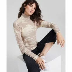 Budget 🤩 Charter Club 👩 Women's 100% Cashmere Camo Sweater, Created For Macy's Cc Pearl T 👍