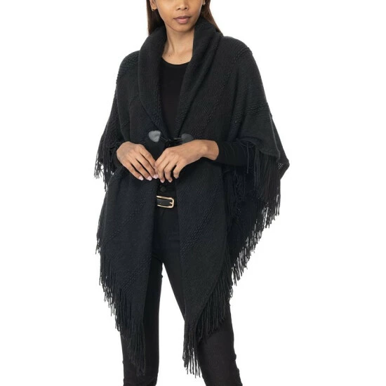 Discount 🤩 Charter Club 👩 Women's Raschel-Knit Toggle Poncho, Created For Macy's Ivory ⌛