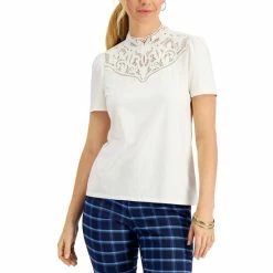 Wholesale 🥰 Charter Club Petite Embellished Mock-Neck Top, Created For Macy's Cloud ⭐