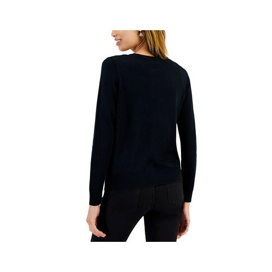 New ⌛ Charter Club Petite Sequin-Bow-Embellished Cardigan, Created For Macy's Deep Black ⭐ - Image 2