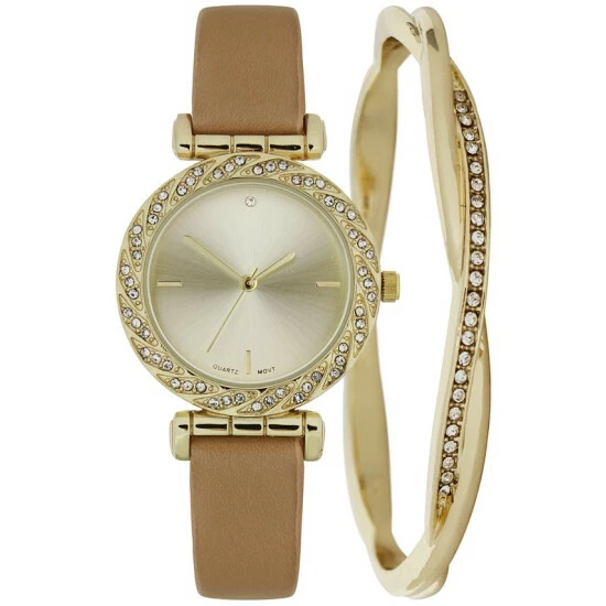 Promo ๐ Charter Club ๐ฉ Women's Brown Strap โ Watch 33mm Gift Set, Created For Macy's ๐คฉ