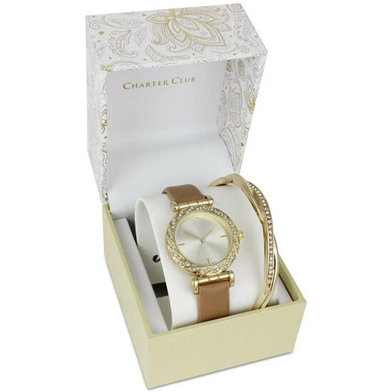 Promo ๐ Charter Club ๐ฉ Women's Brown Strap โ Watch 33mm Gift Set, Created For Macy's ๐คฉ - Image 5